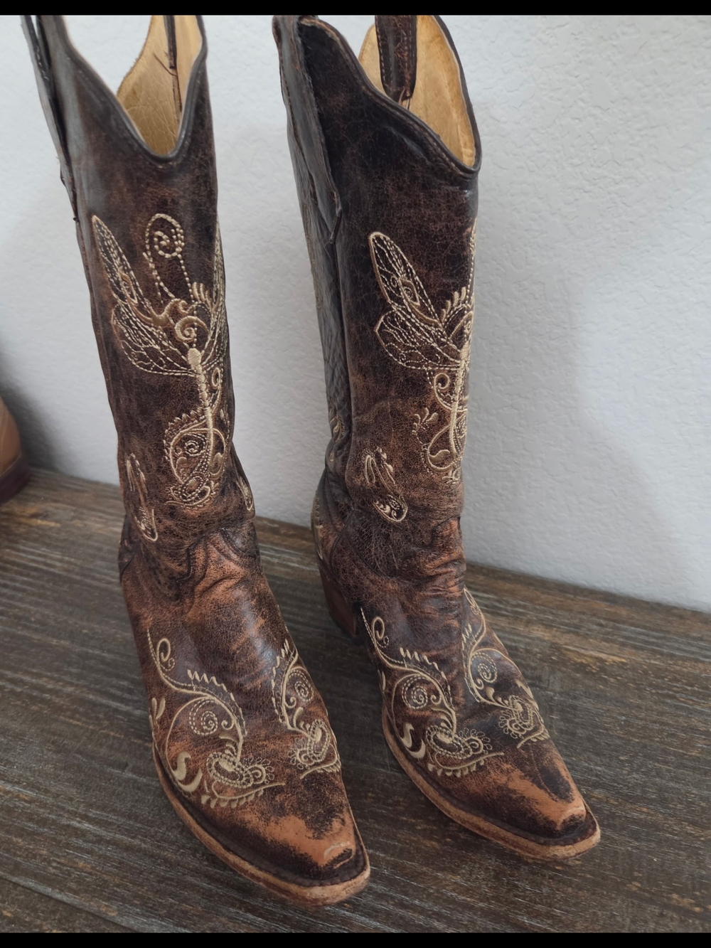 Circle G Brown Embroidered Leather Heeled Boots